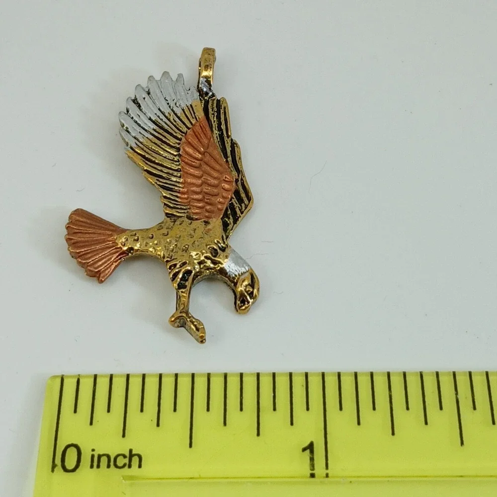 Karatbond Vintage Y2K Eagle Pendant Tricolor Gold Silver Copper Made in USA NOS